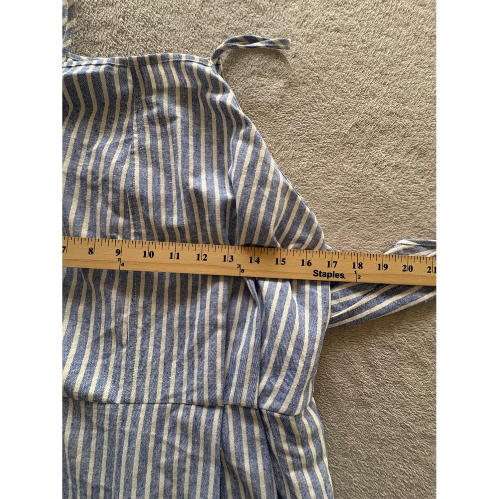 Greylin Blue White Striped Halter Front Tie Wide Leg Jumpsuit Womens Medium - Picture 3 of 10